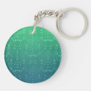 Porte-clés Motif damassé vert turquoise aquamarin profond