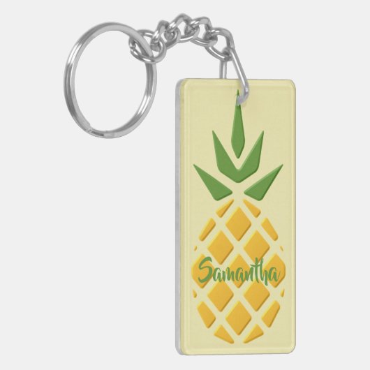 Porte-clés motif d'ananas et d'ananas 3D (Devant gauche)