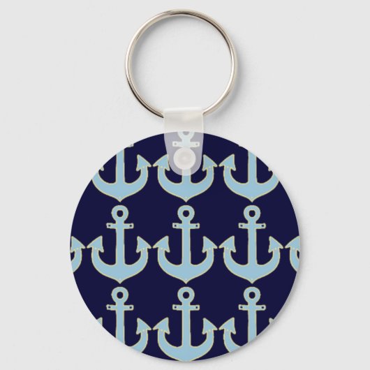Porte-clés motif d'ancre nautique de bateau bleu (Recto)