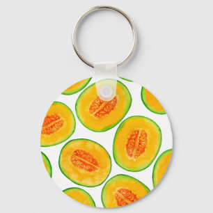Porte-clés Motif d'aquarelle de tranches de melon