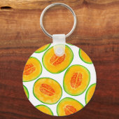 Porte-clés Motif d'aquarelle de tranches de melon (Recto)