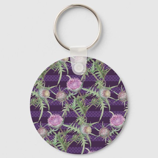 Porte-clés Motif d'aquarelle des fleurs de chardon (Recto)