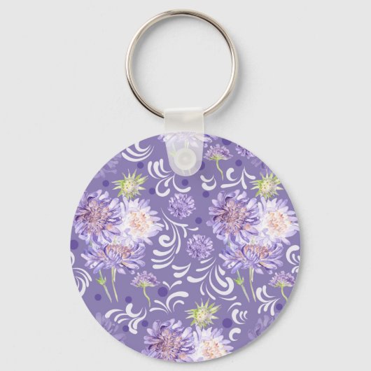 Porte-clés motif d'aquarelle des fleurs de prairie (Recto)