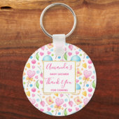 Porte-clés Motif d'aquarelle douce Coeurs et Cupcakes (Recto)