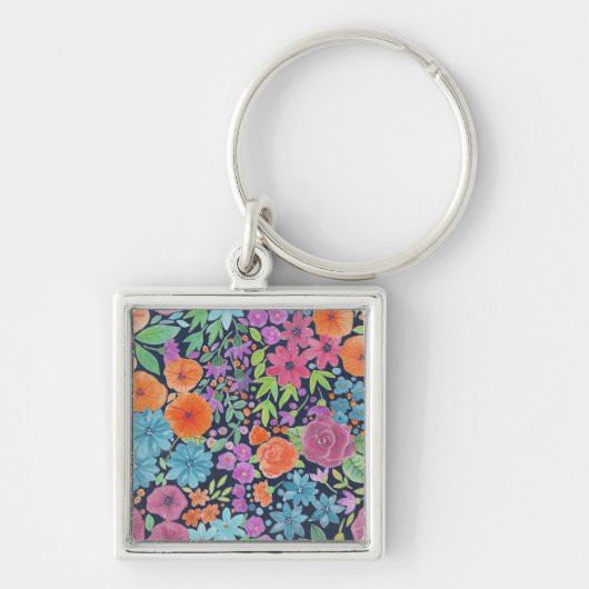 Porte-clés Motif d'aquarelle florale (Devant)