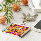 Porte-clés Motif d'art Abstrait coloré (Côté)