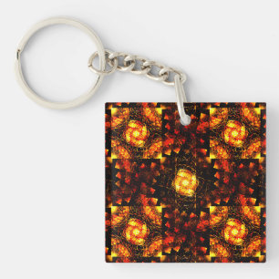 Porte-clés Motif d'art abstrait élégant boho moderne or #506