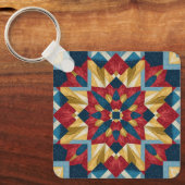Porte-clés motif d'art de bloc de patchwork géométrique vinta (Recto)