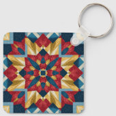 Porte-clés motif d'art de bloc de patchwork géométrique vinta (Dos)