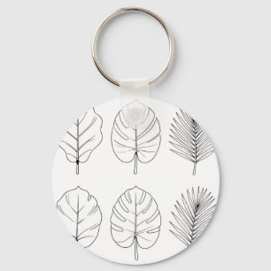 Porte-clés Motif d'art en ligne de feuilles tropicales