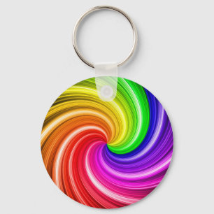 Porte-clés Motif d'art spiral coloré teint arc-en-ciel torse