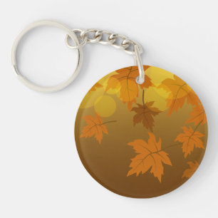 Porte-clés Motif d'automne avec feuilles d'érable en chute et