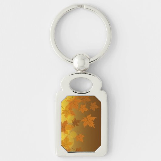 Porte-clés Motif d'automne avec feuilles d'érable en chute et (Devant)