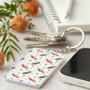 Porte-clés Motif de baies, framboise, myrtille, fruit