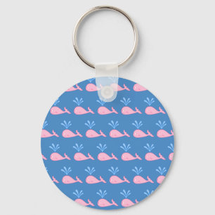 Porte-clés Motif de baleine rose sur Blue.