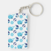 Porte-clés Motif De Baleines, Beaux Baleines, Baleines Bleues (Dos)