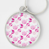 Porte-clés Motif De Baleines, Beaux Baleines, Baleines Roses (Devant)