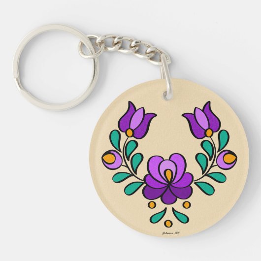 Porte-clés Motif de broderie hongrois - Porte - clé acrylique (Devant)