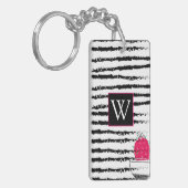 Porte-clés Motif de cactus rose monogramme (Devant gauche)