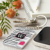 Porte-clés Motif de cactus rose monogramme (Devant droit)