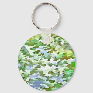 Porte-clés Motif de camouflage blanc, vert et bleu poudre