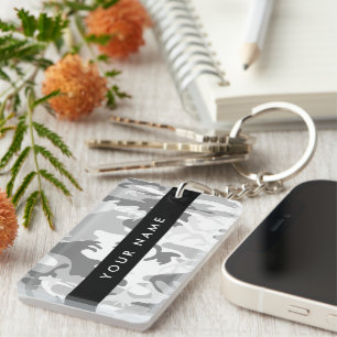 Porte-clés Motif de camouflage gris neige d'hiver Personnalis