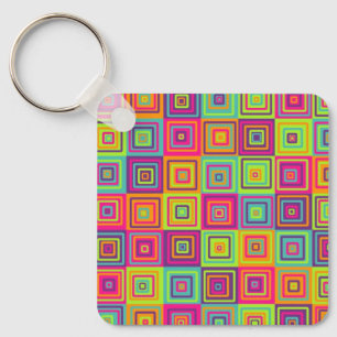 Porte-clés Motif de carrés géométriques colorés