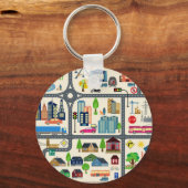 Porte-clés Motif de carte de ville (Recto)