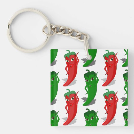 Porte-clés Motif De Cartoon Rouge Et Vert Pepper Divas (Devant)