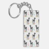 Porte-clés Motif de cerfs, Cerf de bébé, Boho, Fleurs, Lune (Devant gauche)
