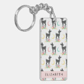 Porte-clés Motif de cerfs, Cerf de bébé, Boho, Fleurs, Votre (Devant gauche)