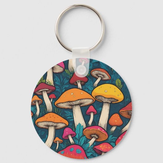 Porte-clés Motif de champignon coloré (Recto)