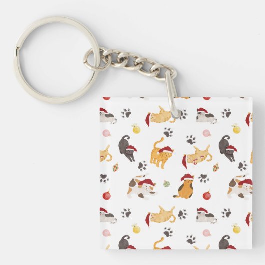 Porte-clés Motif de chat de vacances mignon (Devant)