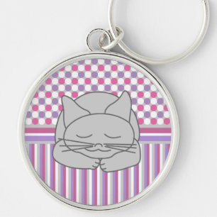 Porte-clés Motif de chat gris dormant