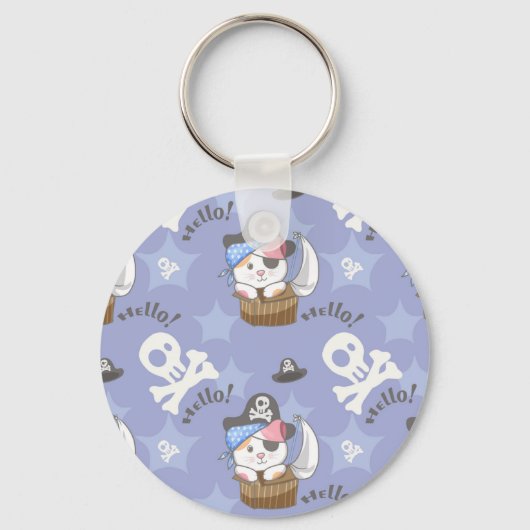 Porte-clés Motif de chaton pirate mignon (Recto)