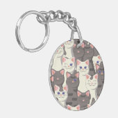 Porte-clés Motif de chats blancs et gris (Devant gauche)