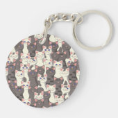 Porte-clés Motif de chats blancs et gris (Dos)