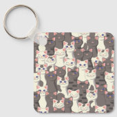 Porte-clés Motif de chats blancs et gris (Recto)