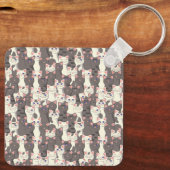 Porte-clés Motif de chats blancs et gris (Verso)