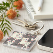 Porte-clés Motif de chats blancs et gris (Devant Droit)