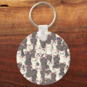 Porte-clés Motif de chats blancs et gris (Verso)