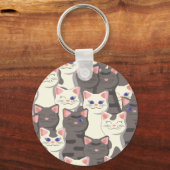 Porte-clés Motif de chats blancs et gris (Recto)