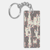 Porte-clés Motif de chats blancs et gris (Devant gauche)