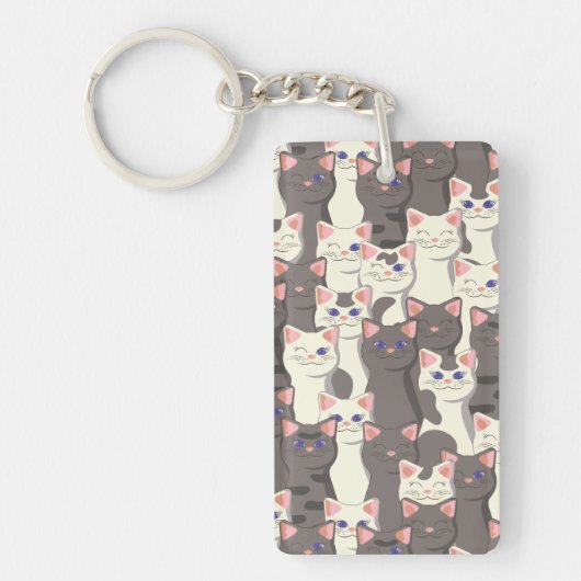 Porte-clés Motif de chats blancs et gris (Devant)