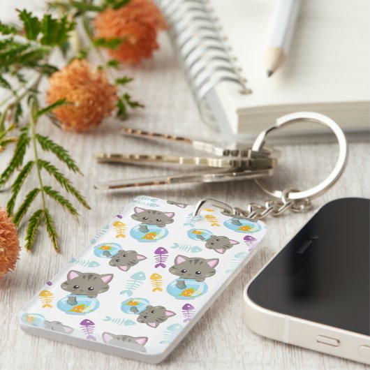 Porte-clés Motif De Chats, Chats Mignons, Chatons, Poisson (Devant droit)