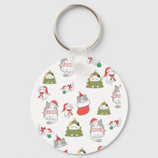 Porte-clés Motif de chats de Noël mignons – Conception festiv