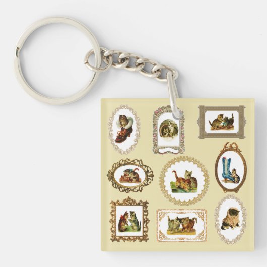 Porte-clés Motif de chats encadrés Vintages (Devant)