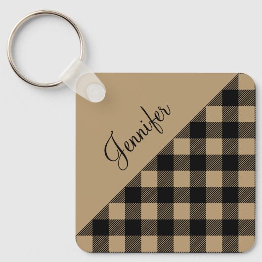 Porte-clés Motif de chèque en Buffalo Brown beige (Recto)