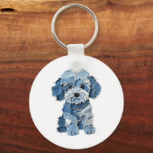 Porte-clés Motif de chien Denim Patchwork Art (Recto)