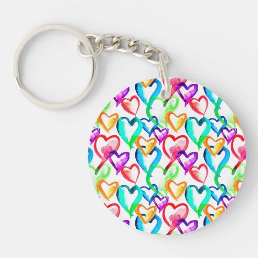 Porte-clés Motif de coeurs colorés (Devant)